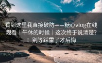 看到这里我直接破防——糖心vlog在线观看｜午休的时候｜这次终于说清楚？！别等踩雷了才后悔