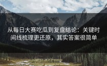 从每日大赛吃瓜到复盘结论：关键时间线梳理更还原，其实答案很简单