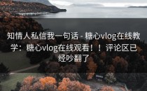 知情人私信我一句话 - 糖心vlog在线教学：糖心vlog在线观看！！评论区已经吵翻了